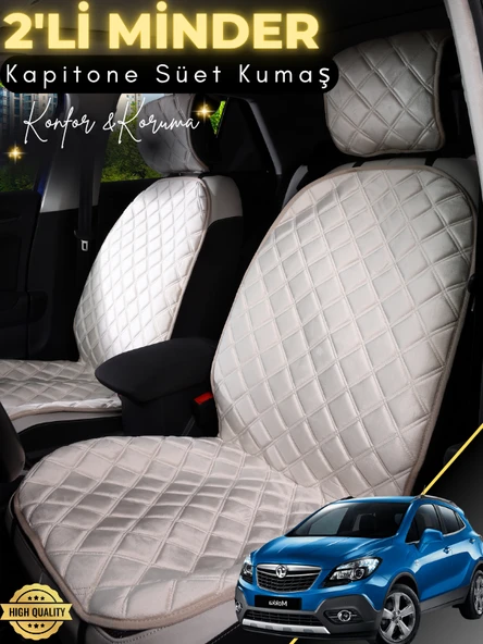 MİRCEM Opel Mokka Uyumlu 2'li Süet Oto Koltuk Minderi | Terletmez | Universal | Tam Koruma | A4 Bej ürün görseli 1
