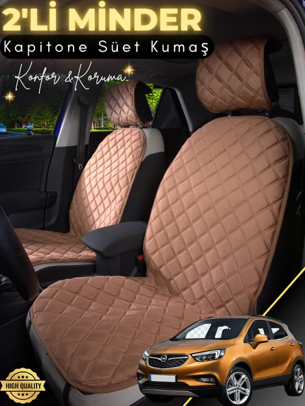 MİRCEM Opel Mokka X Uyumlu 2'li Süet Oto Koltuk Minderi | Tam Koruma | Hızlı Montaj | Su Geçirmez | A1 Kahverengi ürün görseli 1