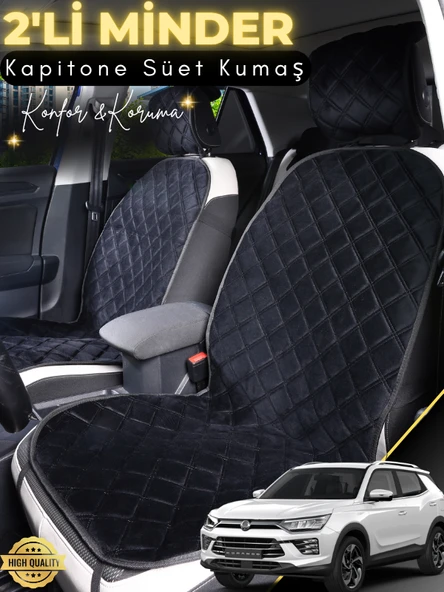 MİRCEM Ssangyong Korando Uyumlu 2'li Süet Oto Koltuk Minderi | Terletmez | Universal | Oto Aksesuar | A2 Siyah ürün görseli 1