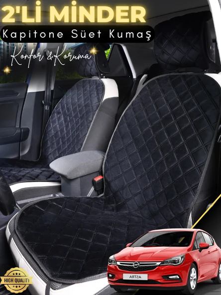 MİRCEM Opel Astra K Uyumlu 2'li Süet Oto Koltuk Minderi | Terletmez | Universal | Tam Koruma | A2 Siyah ürün görseli 1