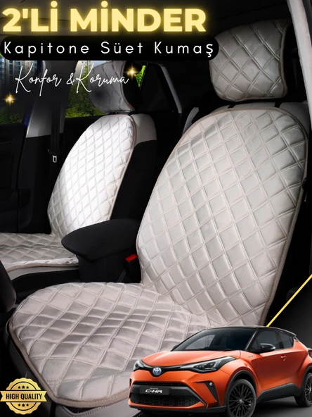 MİRCEM Toyota Ch-R Uyumlu 2'li Süet Oto Koltuk Minderi | Terletmez | Universal | Tam Koruma | A4 Bej ürün görseli 1