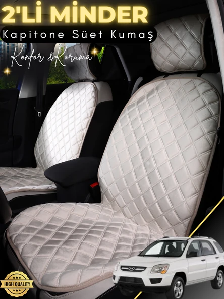 MİRCEM Kia Sportage Uyumlu 2'li Süet Oto Koltuk Minderi | Terletmez | Universal | Su Geçirmez | A4 Bej ürün görseli 1