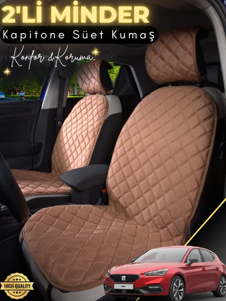 MİRCEM Seat Leon Uyumlu 2'li Süet Oto Koltuk Minderi | Terletmez | Kolay Montaj | Oto Aksesuar | A9 Kahverengi ürün görseli 1