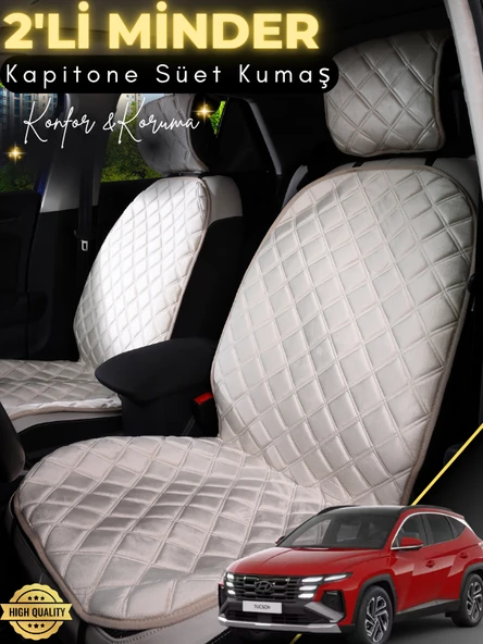 MİRCEM Hyundai Tucson Uyumlu 2'li Süet Oto Koltuk Minderi | Tam Koruma | Hızlı Montaj | Su Geçirmez | A12 Bej ürün görseli 1