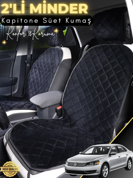 MİRCEM Volkswagen Passat B7 Uyumlu 2'li Süet Oto Koltuk Minderi | Terletmez | Universal | Su Geçirmez | A2 Siyah ürün görseli 1