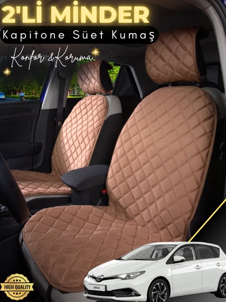 MİRCEM Toyota Auris Uyumlu 2'li Süet Oto Koltuk Minderi | Terletmez | Universal | Tam Koruma | A5 Kahverengi ürün görseli 1