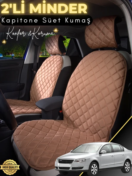 MİRCEM Volkswagen Passat B6 Uyumlu 2'li Süet Oto Koltuk Minderi | Terletmez | Universal | Su Geçirmez | A1 Kahverengi ürün görseli 1