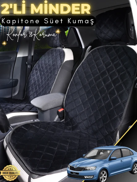 MİRCEM Seat Rapid Uyumlu 2'li Süet Oto Koltuk Minderi | Terletmez | Universal | Su Geçirmez | A2 Siyah ürün görseli 1