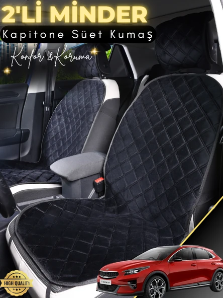 MİRCEM Kia XCeed Uyumlu 2'li Süet Oto Koltuk Minderi | Terletmez | Universal | Oto Aksesuar | A2 Siyah ürün görseli 1