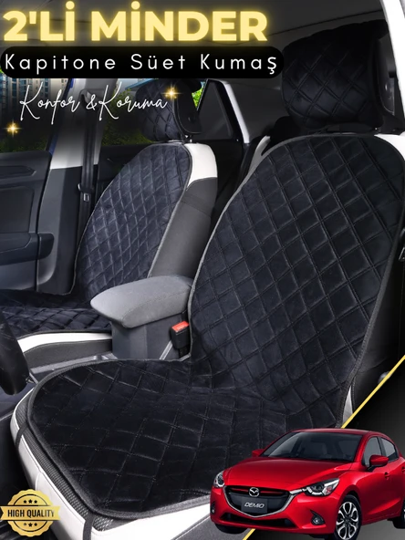 MİRCEM Mazda 2 Uyumlu 2'li Süet Oto Koltuk Minderi | Terletmez | Kolay Montaj | Oto Aksesuar | A2 Siyah ürün görseli 1