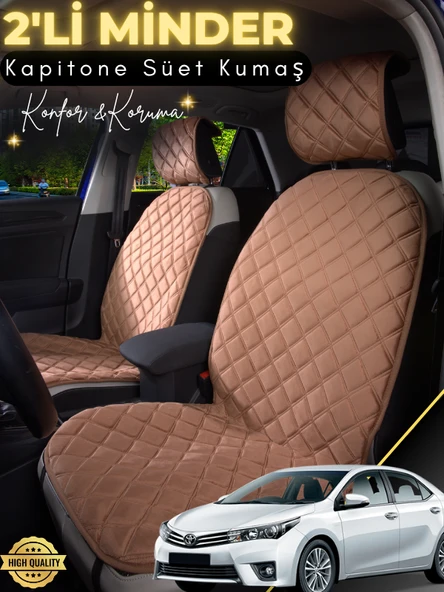 MİRCEM Toyota Corolla Uyumlu 2'li Süet Oto Koltuk Minderi | Terletmez | Universal | Oto Aksesuar | A5 Kahverengi ürün görseli 1