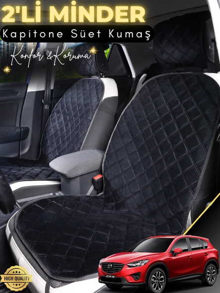 MİRCEM Mazda Cx5 Uyumlu 2'li Süet Oto Koltuk Minderi | Tam Koruma | Hızlı Montaj | Su Geçirmez | A2 Siyah ürün görseli 1
