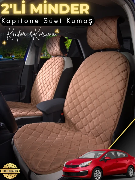 MİRCEM Kia Rio Uyumlu 2'li Süet Oto Koltuk Minderi | Terletmez | Universal | Su Geçirmez | A5 Kahverengi ürün görseli 1
