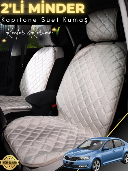 MİRCEM Seat Rapid Uyumlu 2'li Süet Oto Koltuk Minderi | Terletmez | Universal | Su Geçirmez | A4 Bej ürün görseli 1