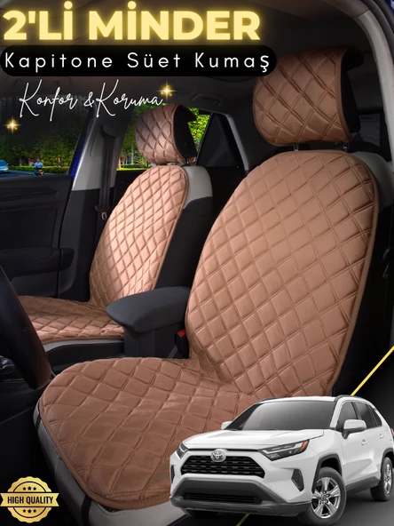 MİRCEM Toyota Rav 4 Uyumlu 2'li Süet Oto Koltuk Minderi | Terletmez | Universal | Oto Aksesuar | A9 Kahverengi ürün görseli 1