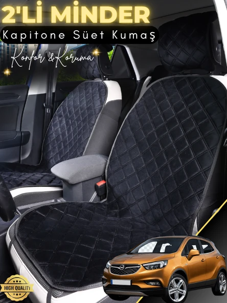 MİRCEM Opel Mokka X Uyumlu 2'li Süet Oto Koltuk Minderi | Tam Koruma | Hızlı Montaj | Su Geçirmez | A2 Siyah ürün görseli 1