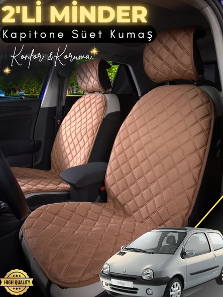 MİRCEM Renault Twingo Uyumlu 2'li Süet Oto Koltuk Minderi | Universal | Hızlı Montaj | Su Geçirmez | A1 Kahverengi ürün görseli 1