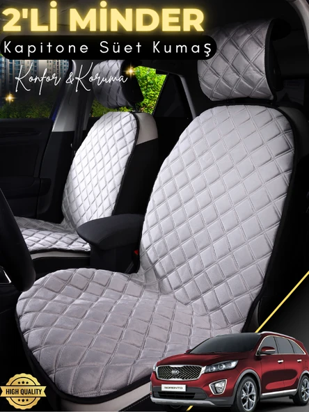 MİRCEM Kia Sorento Uyumlu 2'li Süet Oto Koltuk Minderi | Terletmez | Universal | Oto Aksesuar | A7 Gri ürün görseli 1