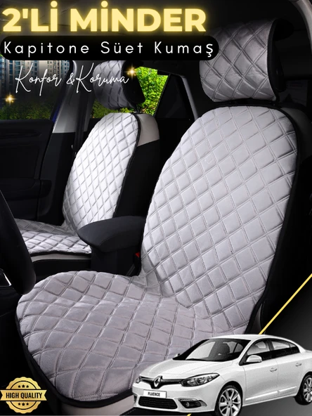 MİRCEM Renault Fluence Uyumlu 2'li Süet Oto Koltuk Minderi | Terletmez | Universal | Oto Aksesuar | A3 Gri ürün görseli 1