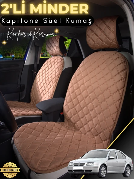 MİRCEM Volkswagen Bora Uyumlu 2'li Süet Oto Koltuk Minderi | Terletmez | Universal | Su Geçirmez | A1 Kahverengi ürün görseli 1