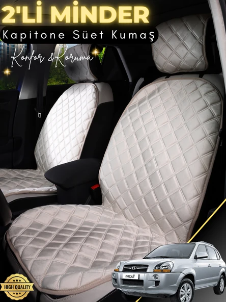 MİRCEM Hyundai Tucson Uyumlu 2'li Süet Oto Koltuk Minderi | Tam Koruma | Hızlı Montaj | Su Geçirmez | A4 Bej ürün görseli 1