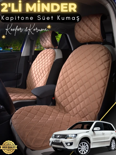 MİRCEM Suzuki Vitara Uyumlu 2'li Süet Oto Koltuk Minderi | Terletmez | Universal | Tam Koruma | A1 Kahverengi ürün görseli 1