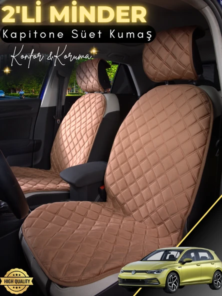 MİRCEM Volkswagen Golf 7 Uyumlu 2'li Süet Oto Koltuk Minderi | Terletmez | Universal | Oto Koltuk Kılıfı | A1 Kahverengi ürün görseli 1