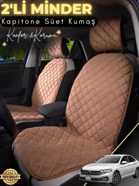MİRCEM Volkswagen Jetta Uyumlu 2'li Süet Oto Koltuk Minderi | Terletmez | Universal | Oto Aksesuar | A9 Kahverengi ürün görseli 1