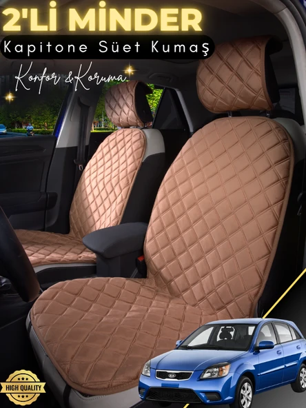 MİRCEM Kia Rio Uyumlu 2'li Süet Oto Koltuk Minderi | Terletmez | Universal | Su Geçirmez | A1 Kahverengi ürün görseli 1