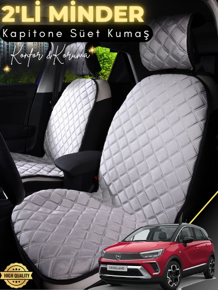 MİRCEM Opel Crossland Uyumlu 2'li Süet Oto Koltuk Minderi | Terletmez | Universal | Tam Koruma | A3 Gri ürün görseli 1