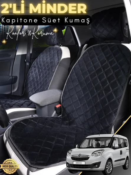 MİRCEM Opel Combo Uyumlu 2'li Süet Oto Koltuk Minderi | Terletmez | Kolay Montaj | Oto Aksesuar | A2 Siyah ürün görseli 1