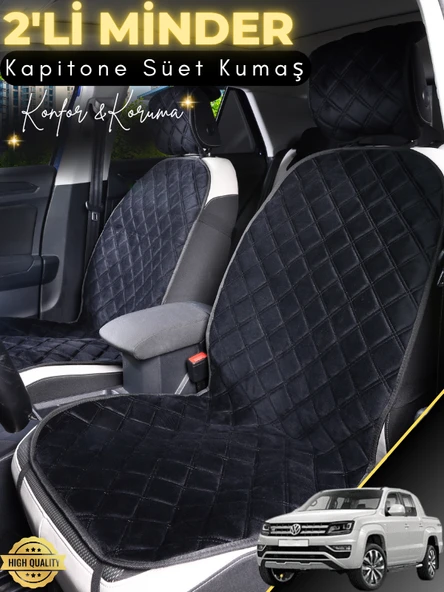 MİRCEM Volkswagen Amarok Uyumlu 2'li Süet Oto Koltuk Minderi | Terletmez | Kolay Montaj | Oto Aksesuar | A6 Siyah ürün görseli 1