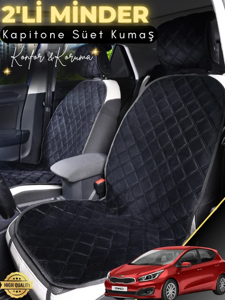 MİRCEM Kia Ceed  Uyumlu 2'li Süet Oto Koltuk Minderi | Terletmez | Universal | Oto Aksesuar | A6 Siyah ürün görseli 1