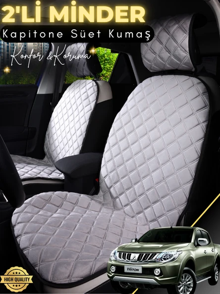 MİRCEM Mitsubishi L200 Uyumlu 2'li Süet Oto Koltuk Minderi | Terletmez | Universal | Su Geçirmez | A7 Gri ürün görseli 1
