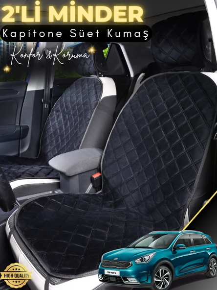 MİRCEM Kia Niro Uyumlu 2'li Süet Oto Koltuk Minderi | Terletmez | Kolay Montaj | Oto Aksesuar | A2 Siyah ürün görseli 1