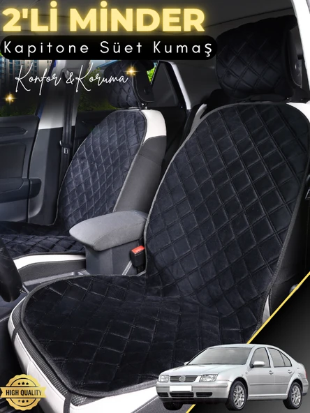 MİRCEM Volkswagen Bora Uyumlu 2'li Süet Oto Koltuk Minderi | Terletmez | Universal | Su Geçirmez | A2 Siyah ürün görseli 1