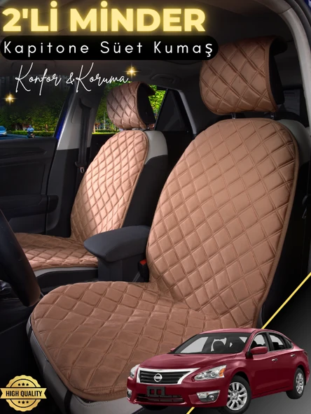 MİRCEM Nissan Altima Uyumlu 2'li Süet Oto Koltuk Minderi | Tam Koruma | Hızlı Montaj | Su Geçirmez | A5 Kahverengi ürün görseli 1