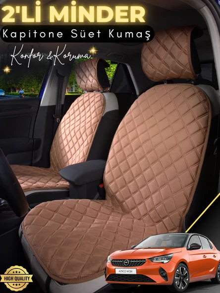 MİRCEM Opel Corsa E Uyumlu 2'li Süet Oto Koltuk Minderi | Terletmez | Universal | Oto Aksesuar | A1 Kahverengi ürün görseli 1