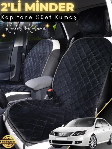 MİRCEM Renault Latitude Uyumlu 2'li Süet Oto Koltuk Minderi | Terletmez | Kolay Montaj | Oto Aksesuar | A2 Siyah ürün görseli 1