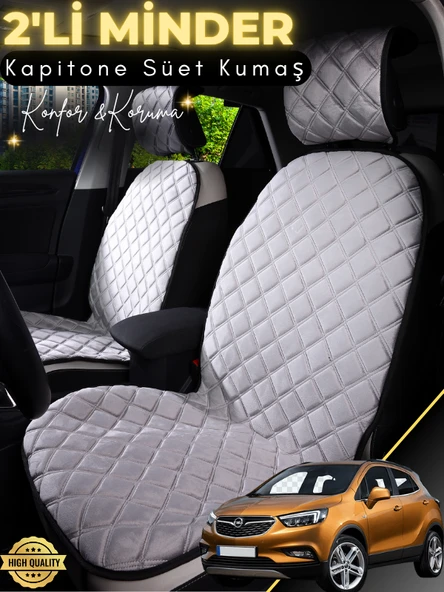 MİRCEM Opel Mokka X Uyumlu 2'li Süet Oto Koltuk Minderi | Tam Koruma | Hızlı Montaj | Su Geçirmez | A3 Gri ürün görseli 1