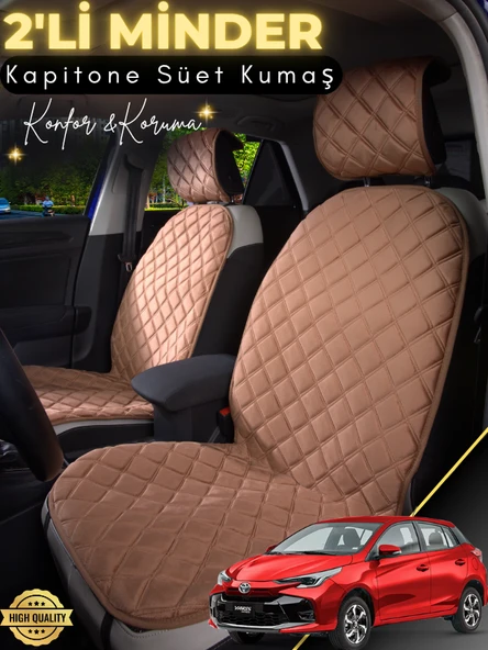 MİRCEM Toyota Yaris Uyumlu 2'li Süet Oto Koltuk Minderi | Terletmez | Universal | Oto Aksesuar | A5 Kahverengi ürün görseli 1