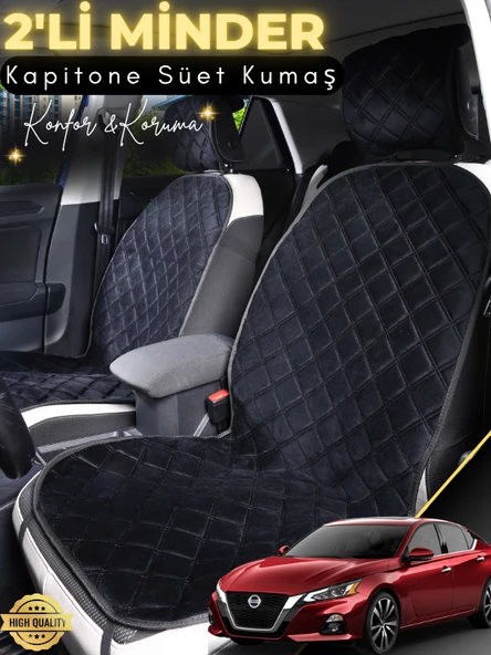 MİRCEM Nissan Altima Uyumlu 2'li Süet Oto Koltuk Minderi | Tam Koruma | Hızlı Montaj | Su Geçirmez | A10 Siyah ürün görseli 1