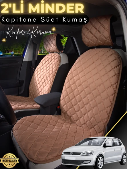 MİRCEM Volkswagen Polo Uyumlu 2'li Süet Oto Koltuk Minderi | Terletmez | Universal | Oto Aksesuar | A5 Kahverengi ürün görseli 1