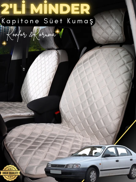 MİRCEM Toyota Carina Uyumlu 2'li Süet Oto Koltuk Minderi | Terletmez | Universal | Tam Koruma | A4 Bej ürün görseli 1