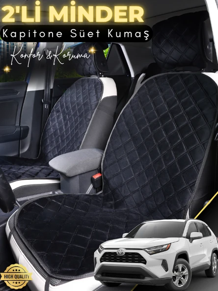 MİRCEM Toyota Rav 4 Uyumlu 2'li Süet Oto Koltuk Minderi | Terletmez | Universal | Oto Aksesuar | A10 Siyah ürün görseli 1