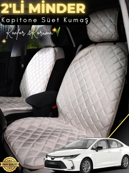 MİRCEM Toyota Corolla Uyumlu 2'li Süet Oto Koltuk Minderi | Terletmez | Universal | Oto Aksesuar | A12 Bej ürün görseli 1