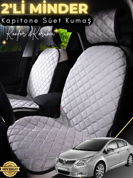 MİRCEM Toyota Avensis Uyumlu 2'li Süet Oto Koltuk Minderi | Terletmez | Universal | Tam Koruma | A7 Gri ürün görseli 1