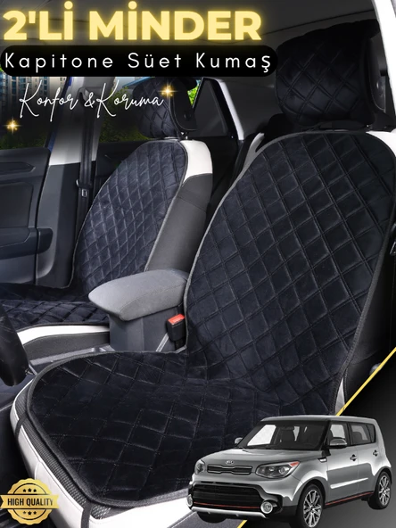 MİRCEM Kia Soul Uyumlu 2'li Süet Oto Koltuk Minderi | Universal | Hızlı Montaj | Su Geçirmez | A2 Siyah ürün görseli 1
