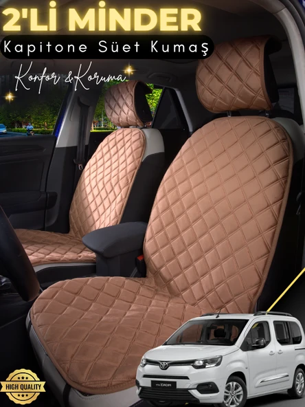 MİRCEM Toyota Proecity Uyumlu 2'li Süet Oto Koltuk Minderi | Terletmez | Universal | Su Geçirmez | A1 Kahverengi ürün görseli 1
