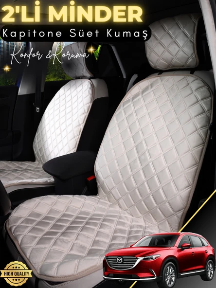 MİRCEM Mazda Cx9 Uyumlu 2'li Süet Oto Koltuk Minderi | Terletmez | Universal | Su Geçirmez | A4 Bej ürün görseli 1